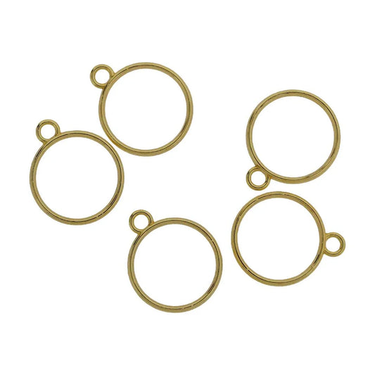 Gold Round Pendant Bezel (5 Piece)