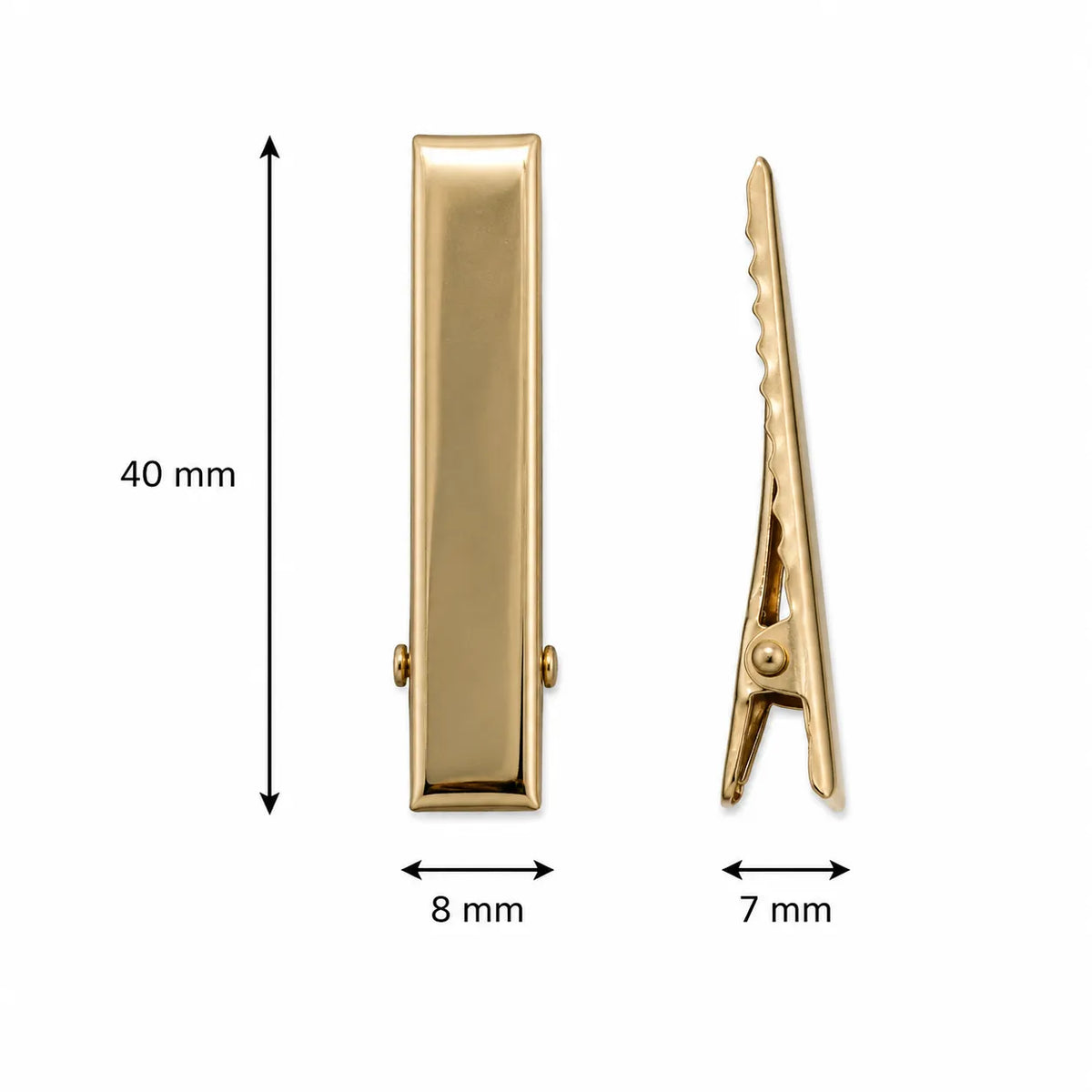 Gold Alligator Hair Clip Pin (10 Pieces) (40 mm)