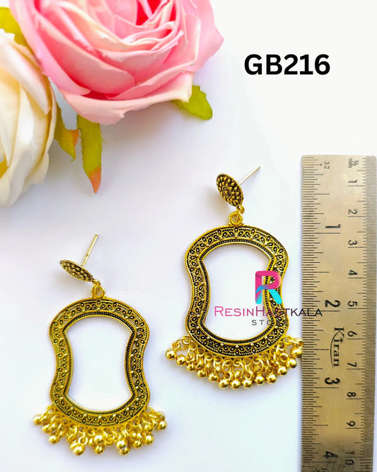 Golden Designer Earring Bezel / Jumkha (GB216)