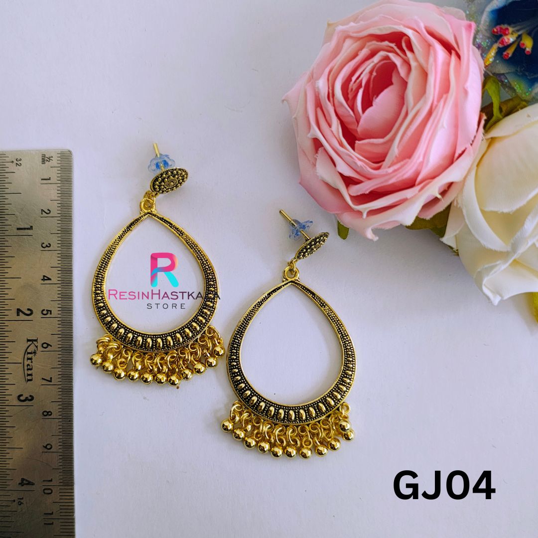 Golden Drop Earring Bezel/Jumkha (GJ04)