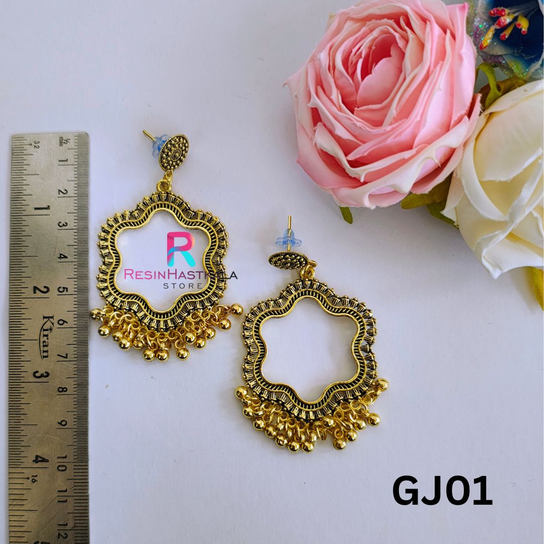Golden Flower Earring Bezel/Jumkha (GJ01)