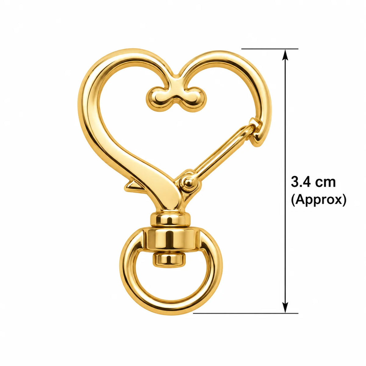 Golden Heart Shape Keychain Ring – 3.4 cm Approx. | Pack of 5
