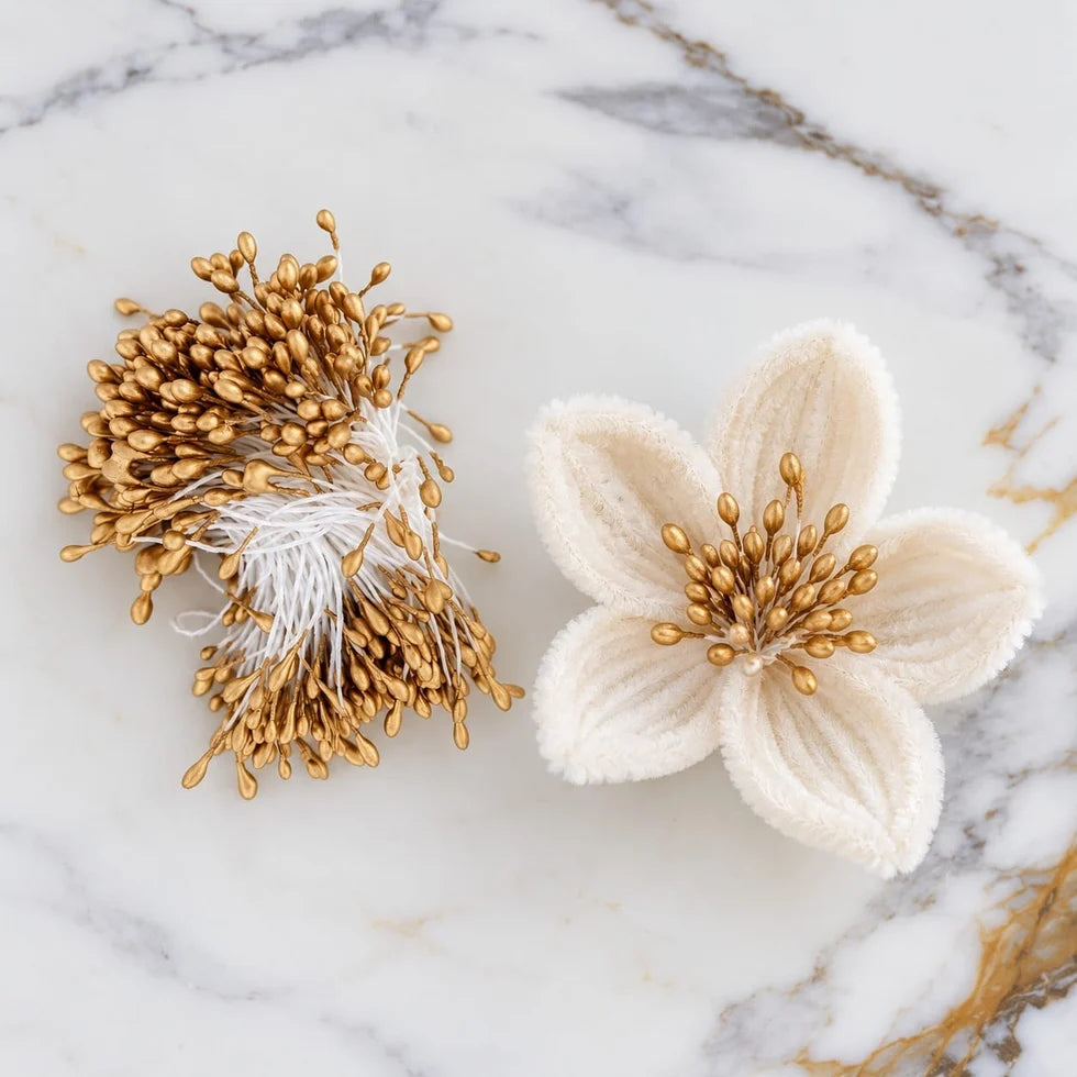 Golden Pollen / Flower Stamens For Pipe Cleaner – 5–6 CM | Approx. 20–22 GM Pack