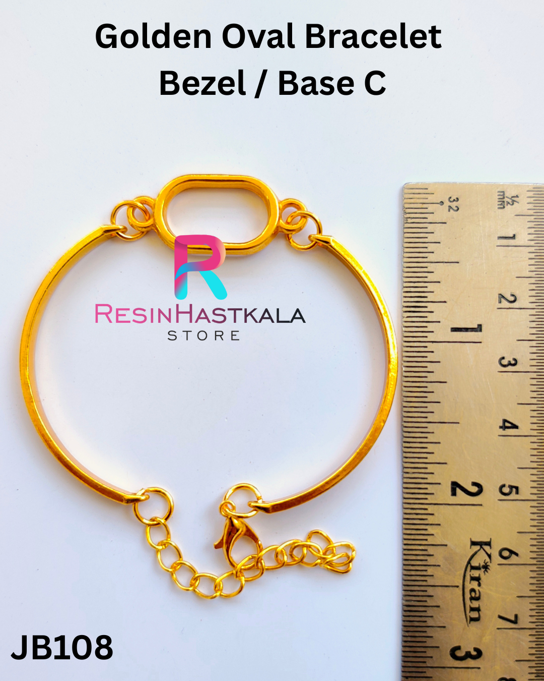 Golden Oval Bracelet  Bezel / Base C (Imported quality)