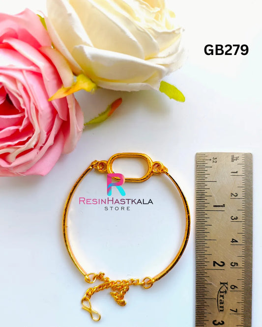 Golden Oval Bracelet Bezel / Base (GB279) (Indian Quality)