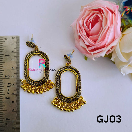 Golden Oval Earring Bezel/Jumkha (GJ03)