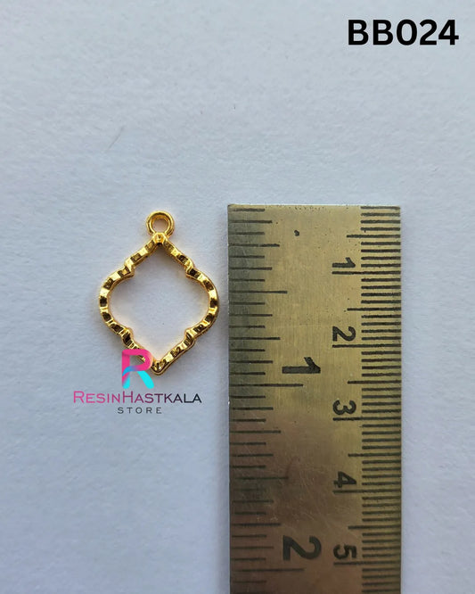 Golden Pendant Bezel (BB024) – 5 Pieces