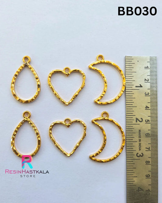Golden Pendant / Earring Bezel (BB030) – 6 Pieces
