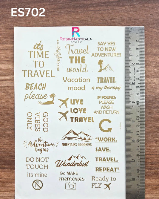 Golden Quotes & Mix Design Embossed Sticker - A5 SIZE (ES702)