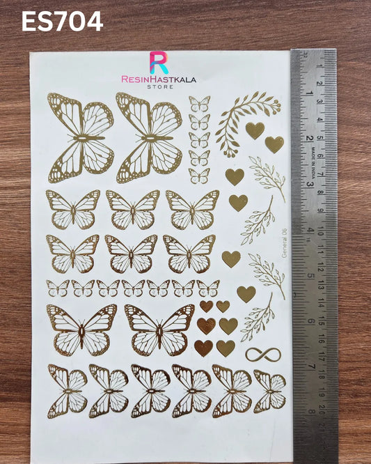 Golden Quotes & Mix Design Embossed Sticker - A5 SIZE (ES704)