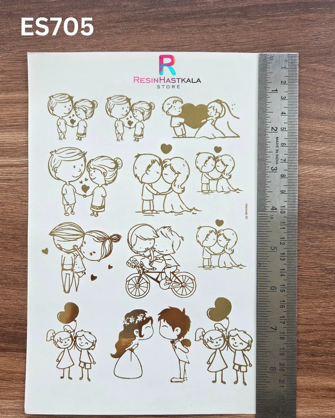 Golden Quotes & Mix Design Embossed Sticker - A5 SIZE (ES705)
