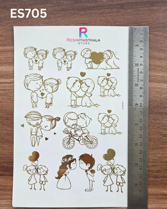 Golden Quotes & Mix Design Embossed Sticker - A5 SIZE (ES705)