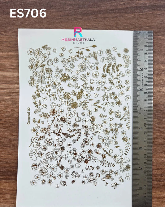 Golden Quotes & Mix Design Embossed Sticker - A5 SIZE (ES706)