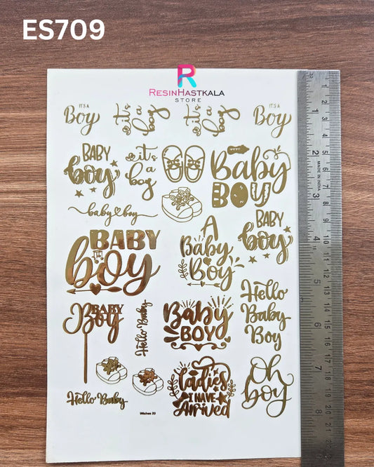 Golden Quotes & Mix Design Embossed Sticker - A5 SIZE (ES709)