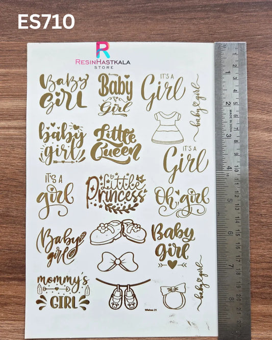 Golden Quotes & Mix Design Embossed Sticker - A5 SIZE (ES710)