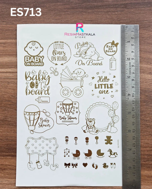 Golden Quotes & Mix Design Embossed Sticker - A5 SIZE (ES713)