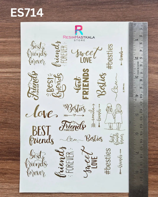 Golden Quotes & Mix Design Embossed Sticker - A5 SIZE (ES714)