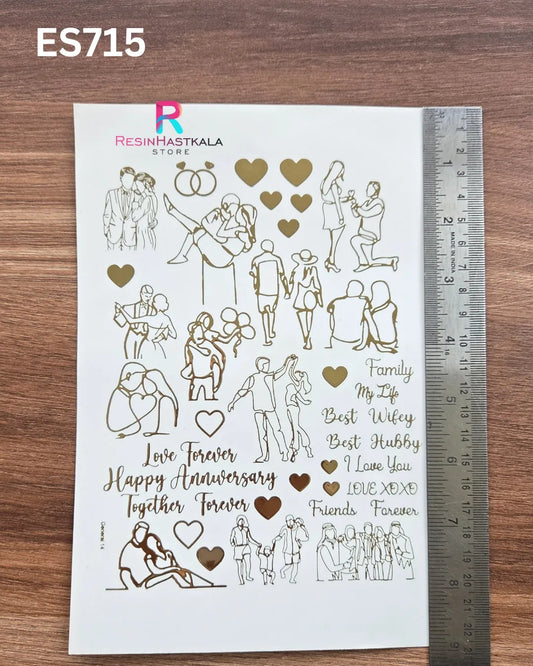 Golden Quotes & Mix Design Embossed Sticker - A5 SIZE (ES715)