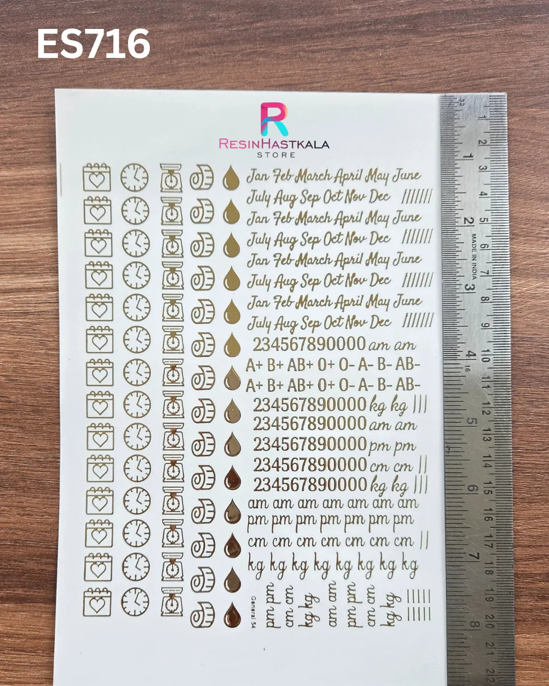 Golden Quotes & Mix Design Embossed Sticker - A5 SIZE (ES716)