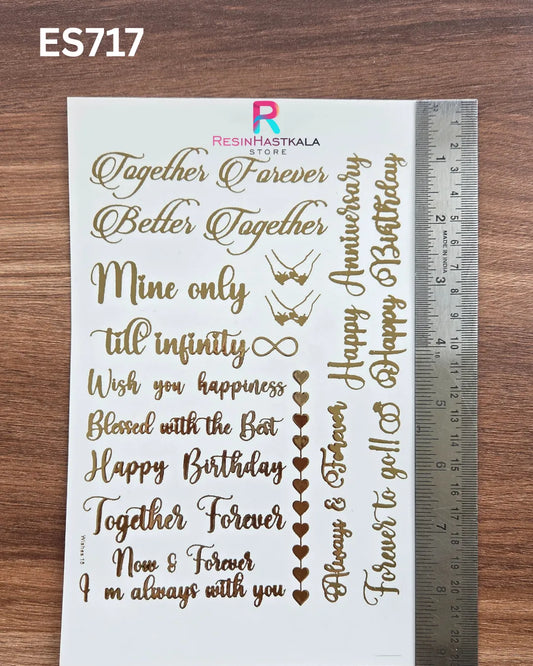 Golden Quotes & Mix Design Embossed Sticker - A5 SIZE (ES717)
