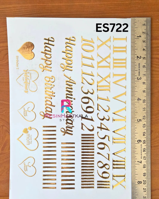 Golden Quotes & Mix Design Embossed Sticker - A5 SIZE (ES722)