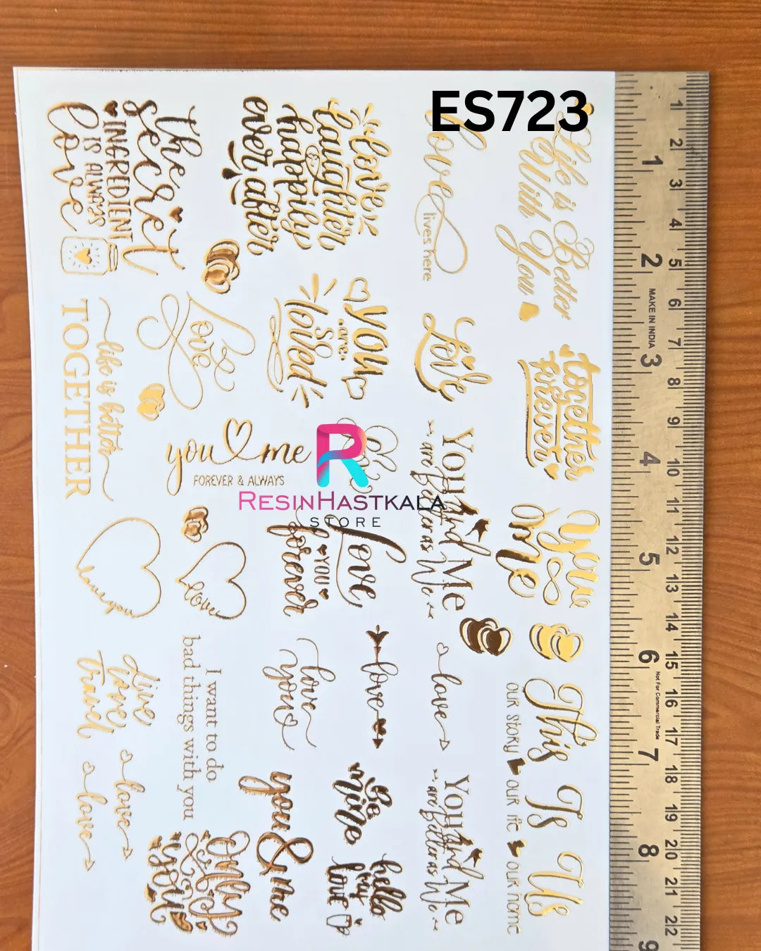 Golden Quotes & Mix Design Embossed Sticker - A5 SIZE (ES723)