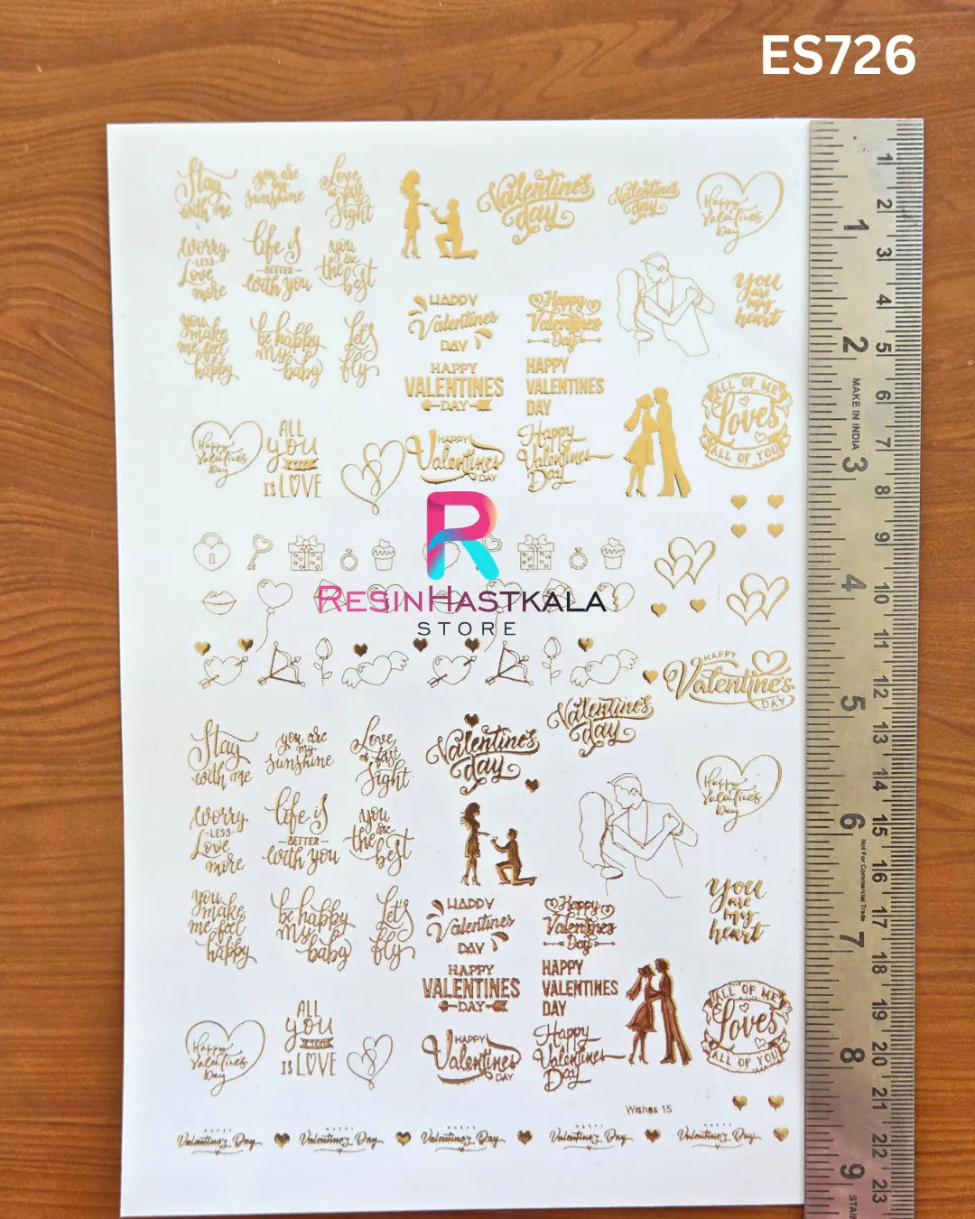 Golden Quotes & Mix Design Embossed Sticker - A5 SIZE (ES726)