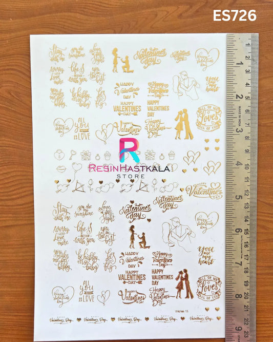 Golden Quotes & Mix Design Embossed Sticker - A5 SIZE (ES726)