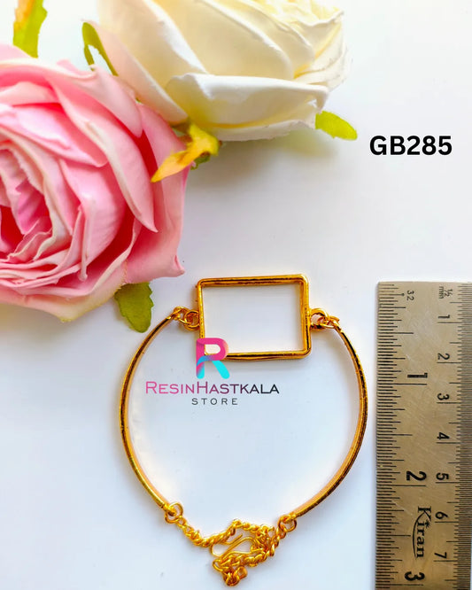 Golden Rectangle Bracelet Bezel / Base (GB285) (Indian Quality)