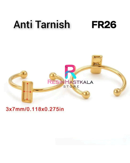 Golden Rectangle Finger Ring Bezel (3*7 MM) (Anti Tarnish)