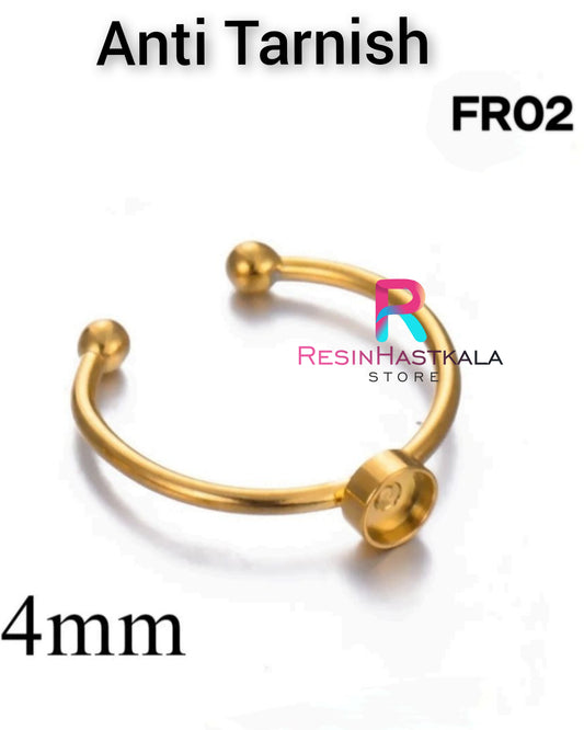 Golden Round Finger Ring Bezel (4 MM) (Anti Tarnish) (FR02)