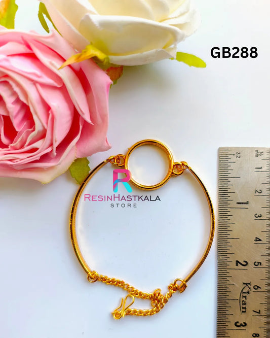 Golden Small Round Bracelet Bezel / Base (GB288) (Indian Quality)