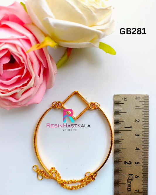 Golden Square Bracelet Bezel / Base (GB281) (Indian Quality)