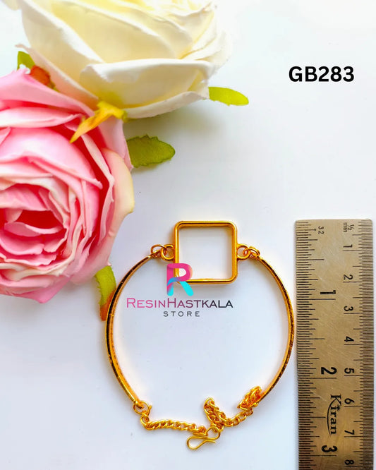 Golden Square Bracelet Bezel / Base (GB283) (Indian Quality)