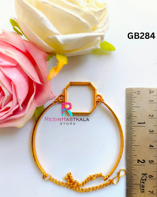Golden Square Bracelet Bezel / Base (GB284) (Indian Quality)