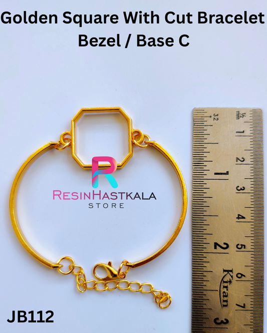 Golden Square With Cut Bracelet  Bezel / Base C (imported quality)