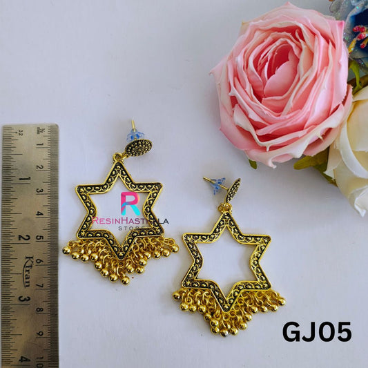 Golden Star Earring Bezel/Jumkha (GJ05)