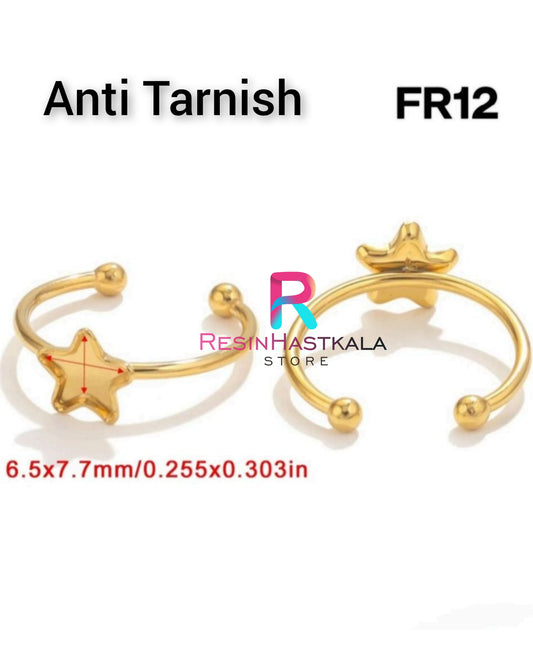 Golden Star Finger Ring Bezel (6.5*7.7 MM) (Anti Tarnish)