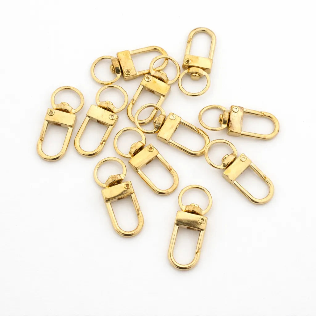Golden Swivel Lobster Clasp Hook with Key Ring for Bags & Keychains