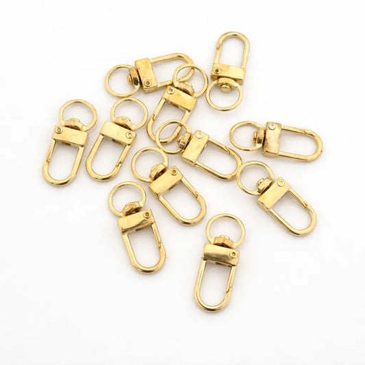 Golden Swivel Lobster Clasp Hook with Key Ring for Bags & Keychains