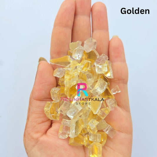 Golden Reflective Fire Pit Glass Stones (250 Gram)