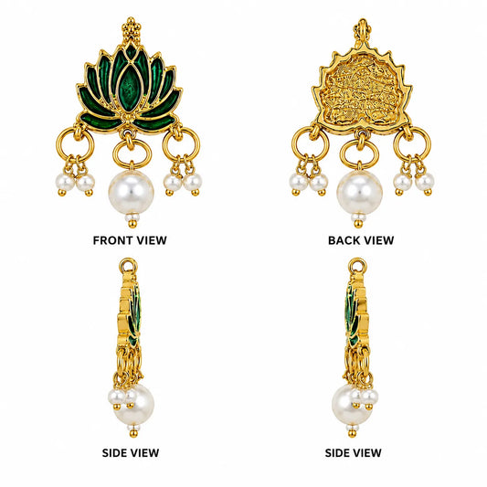 Green Lotus Kundan Charm (1 Piece) for Jewellery Making, Rakhi, Bracelet, Necklace & Earring Making