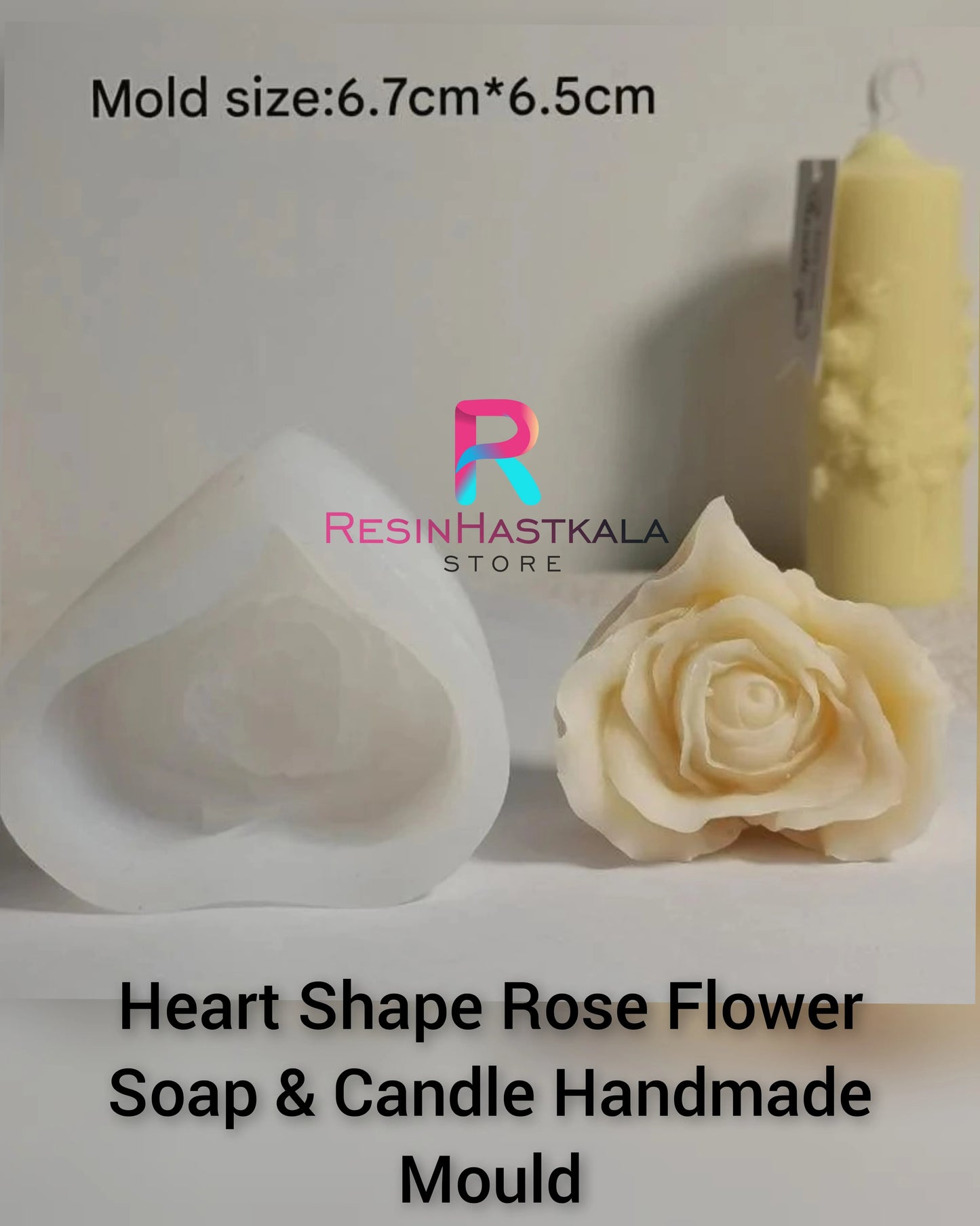 Heart Shape Rose Flower Soap & Candle Handmade Mould