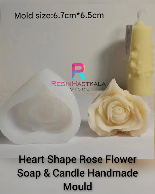 Heart Shape Rose Flower Soap & Candle Handmade Mould