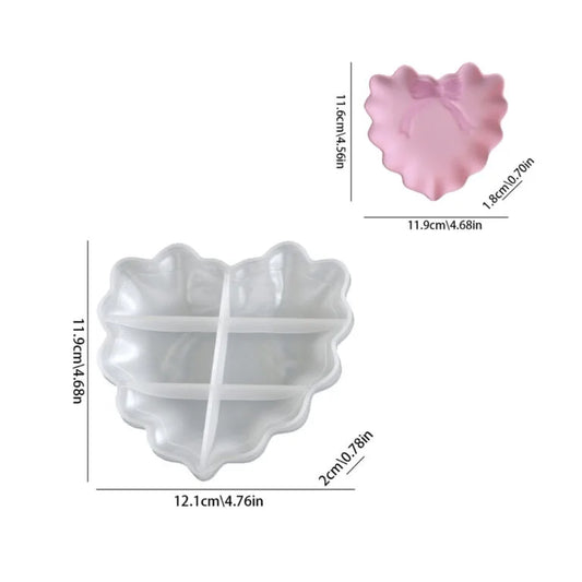 Heart Shaped Tray Mould with Waves & Bow