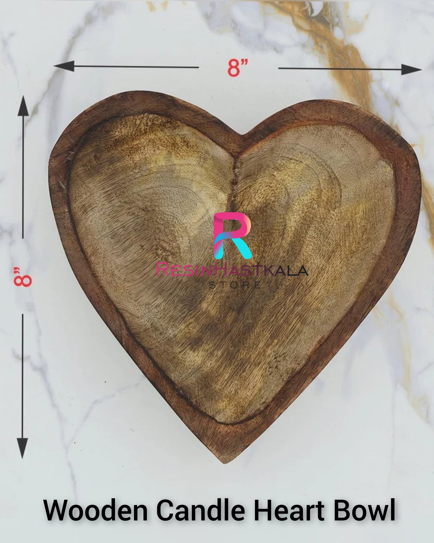 Heart Wooden Candle Bowl