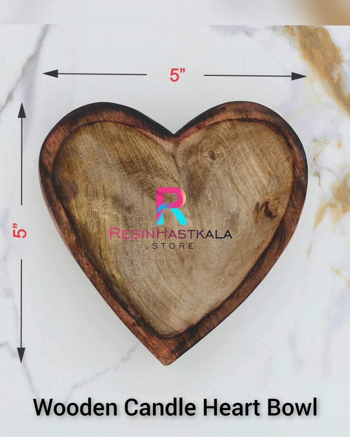 Heart Wooden Candle Bowl