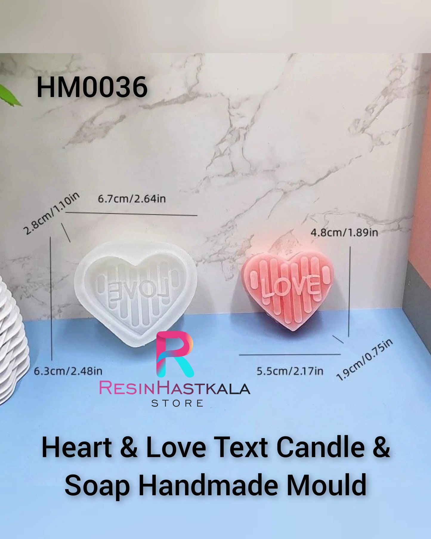Heart & Love Text Candle & Soap Handmade Mould (HM0036)