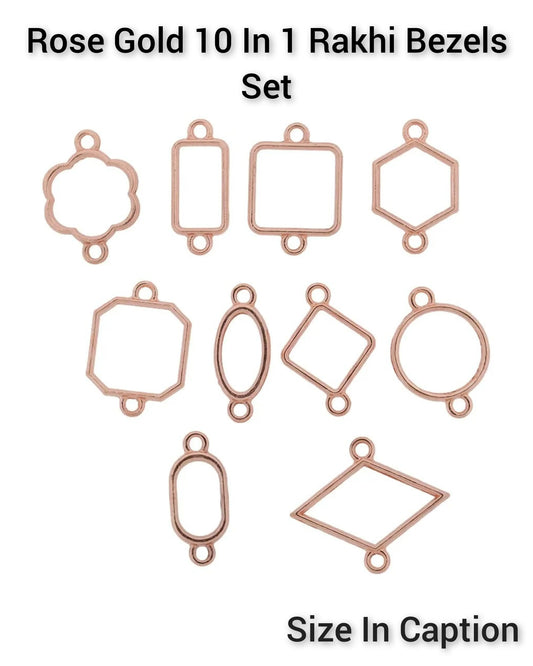 Rose Gold 10 In 1 Rakhi Bezels Set