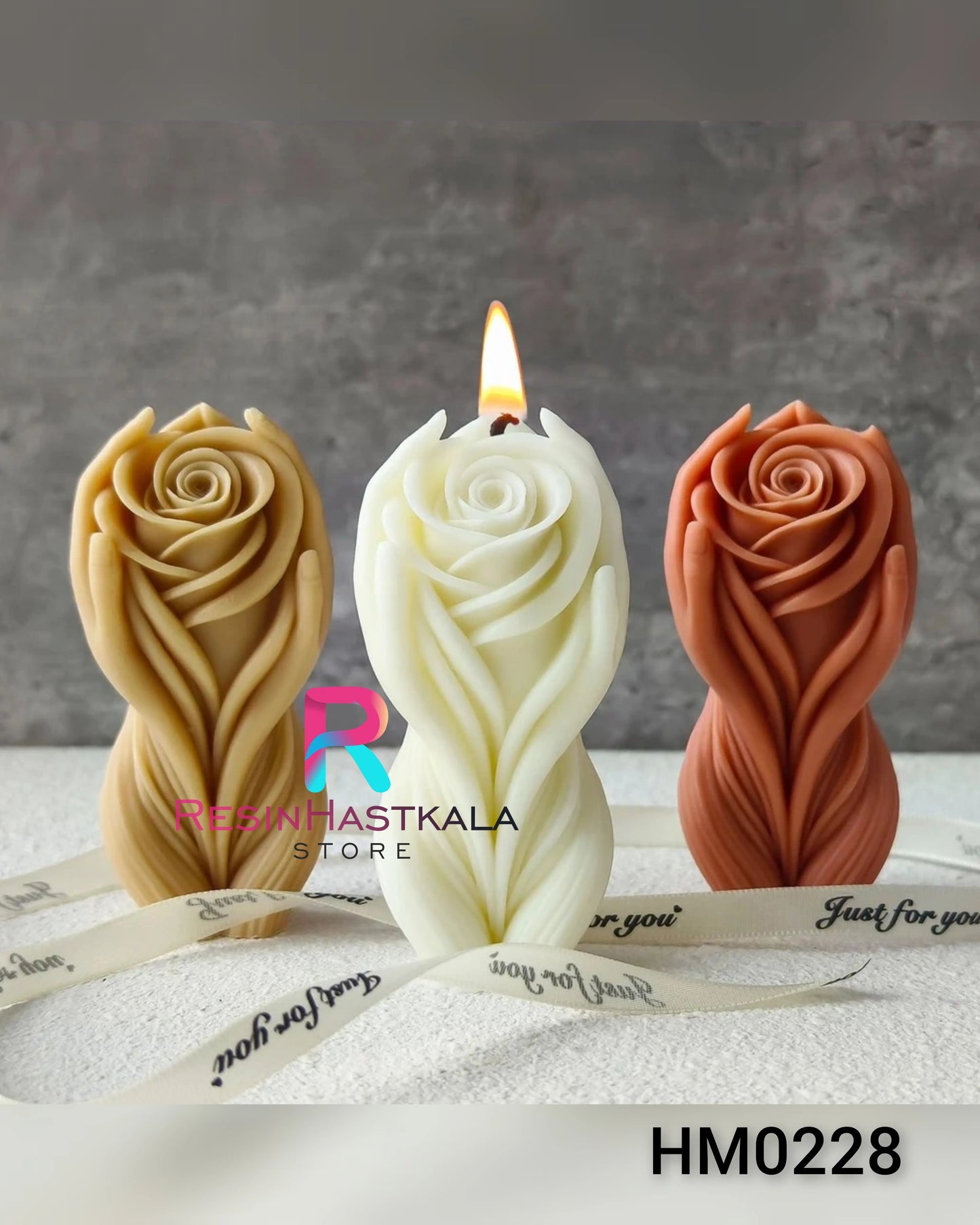 3D Holding Rose Flower Candle Handmade Mould (HM0228)